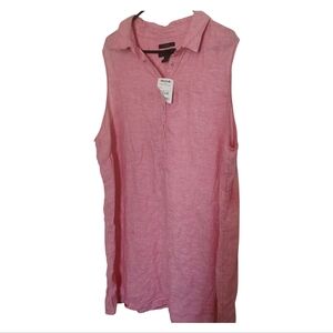 Tahari Linen Popover Shirt Dress Women Plus Size 3x  Sleeveless Collared NWT